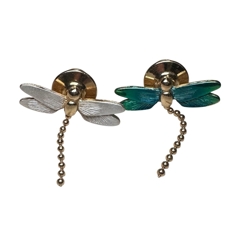 Vintage Avon Dragonfly Pins Set of 2 Teal Gold Tone